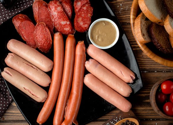 sausage selection served with mustard